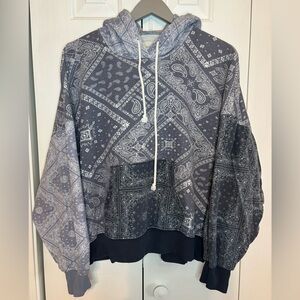American Eagle Outfitters Blue Paisley Hoodie